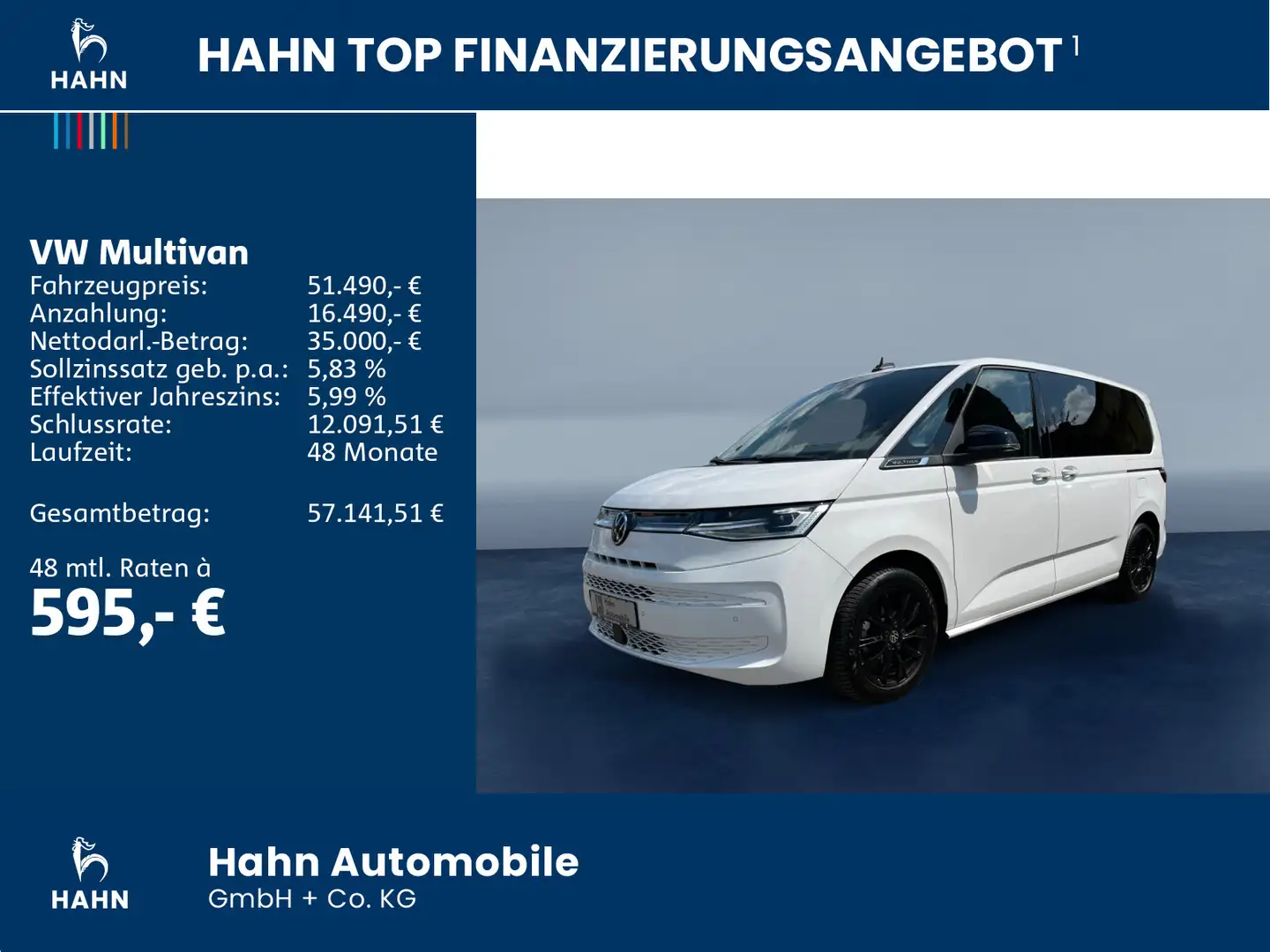 Volkswagen T7 Multivan T7 Multivan 2.0TDI Life Pano AHK CAM LED ACC STH Weiß - 2