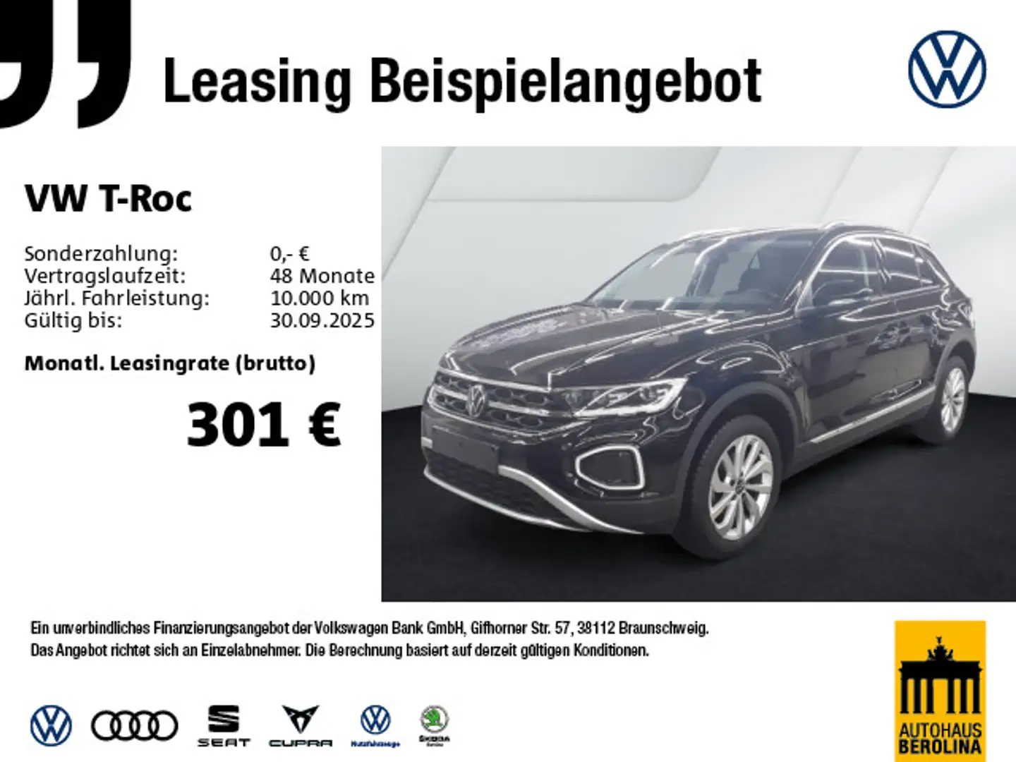 Volkswagen T-Roc 1.5 TSI Style DSG *AHK*NAV*ACC*SHZ* Schwarz - 1