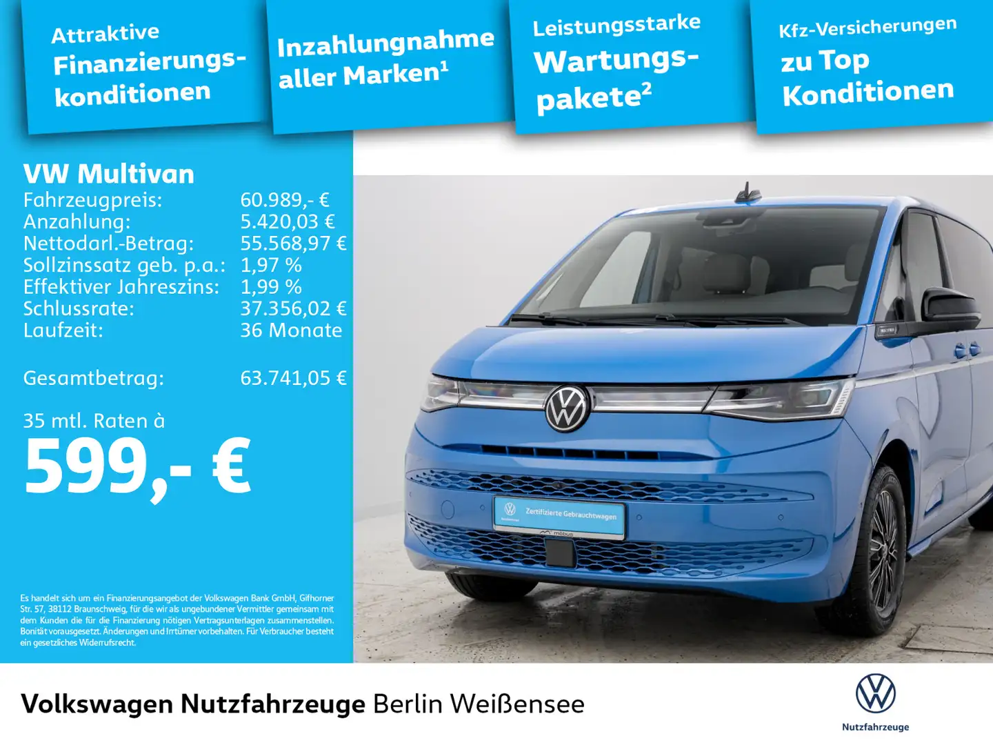 Volkswagen T7 Multivan 1.5 TSI eHybrid DSG* 4MOTION*STYLE*7 Bleu - 2