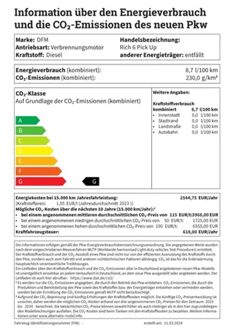 DFSK Rich 6 PickUp AT 4WD +3Jahre Gar +Leder+Klima Blanco - 2