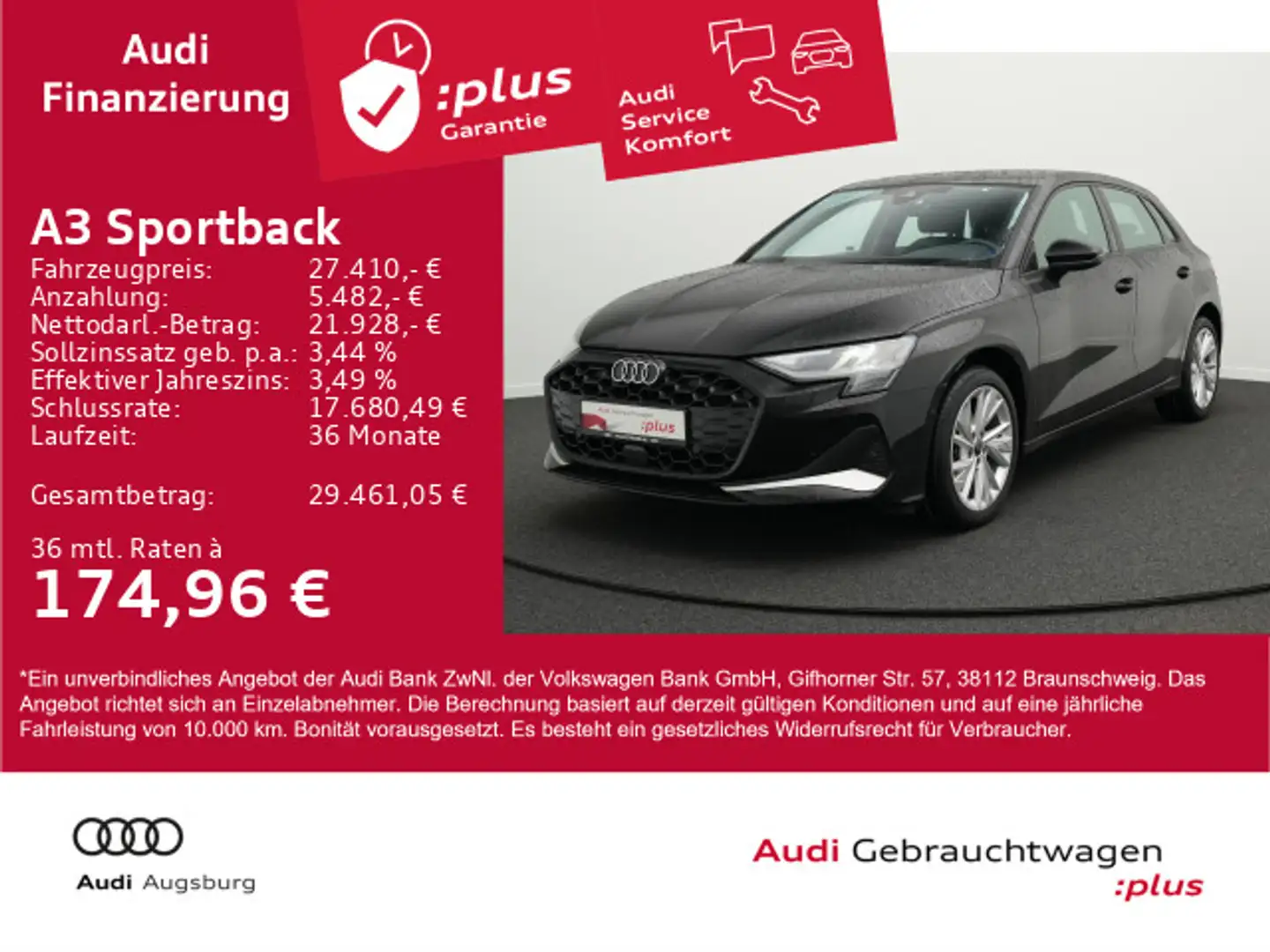 Audi A3 advanced 30 TFSI *AHK*NAVI*8-fach* Schwarz - 1