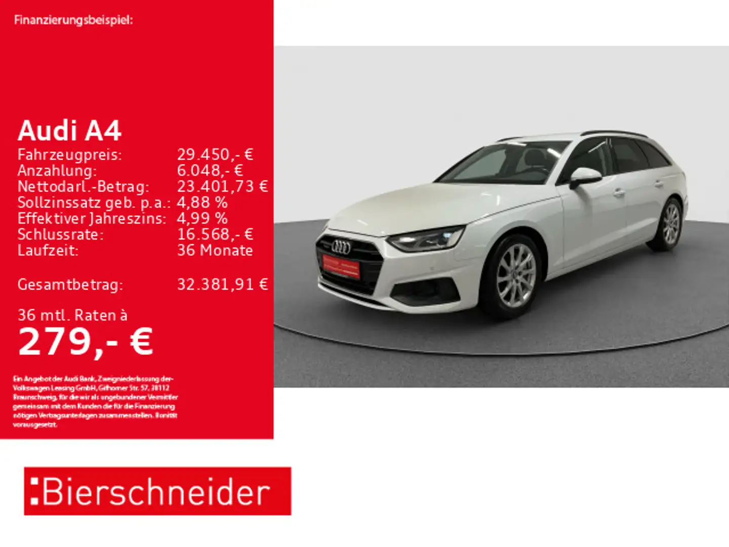 Audi A4 Av 40 TDI qu AHK ACC CAM NAVI VC Weiß - 1