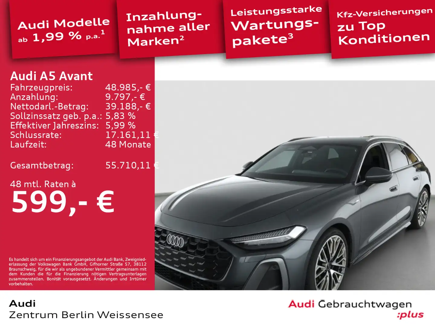 Audi A5 110 kW S-TRO*S-LINE*LED*AHK*ASG*RFK*NAV Grau - 1