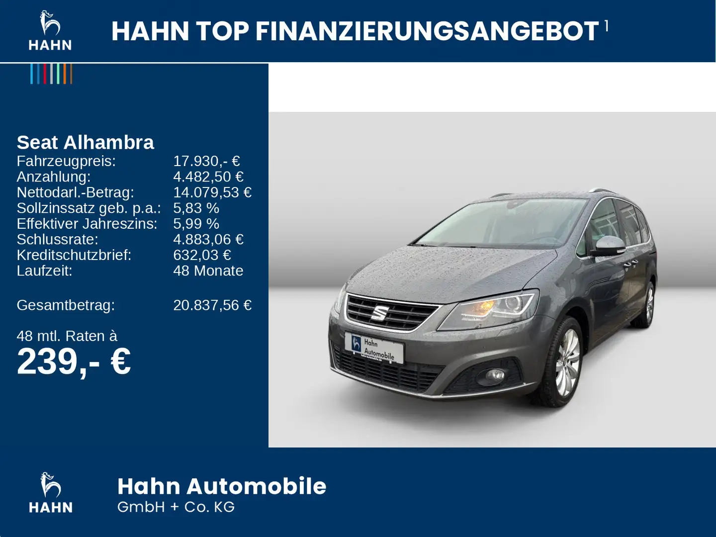 SEAT Alhambra 2.0TDI Style Ecomotive 7-Sitzer CAM Nav Gris - 2