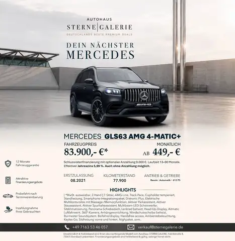 Mercedes-Benz GLS 63 AMG 360°/BURMESTER/MASSAGE/HEADUP/PANO