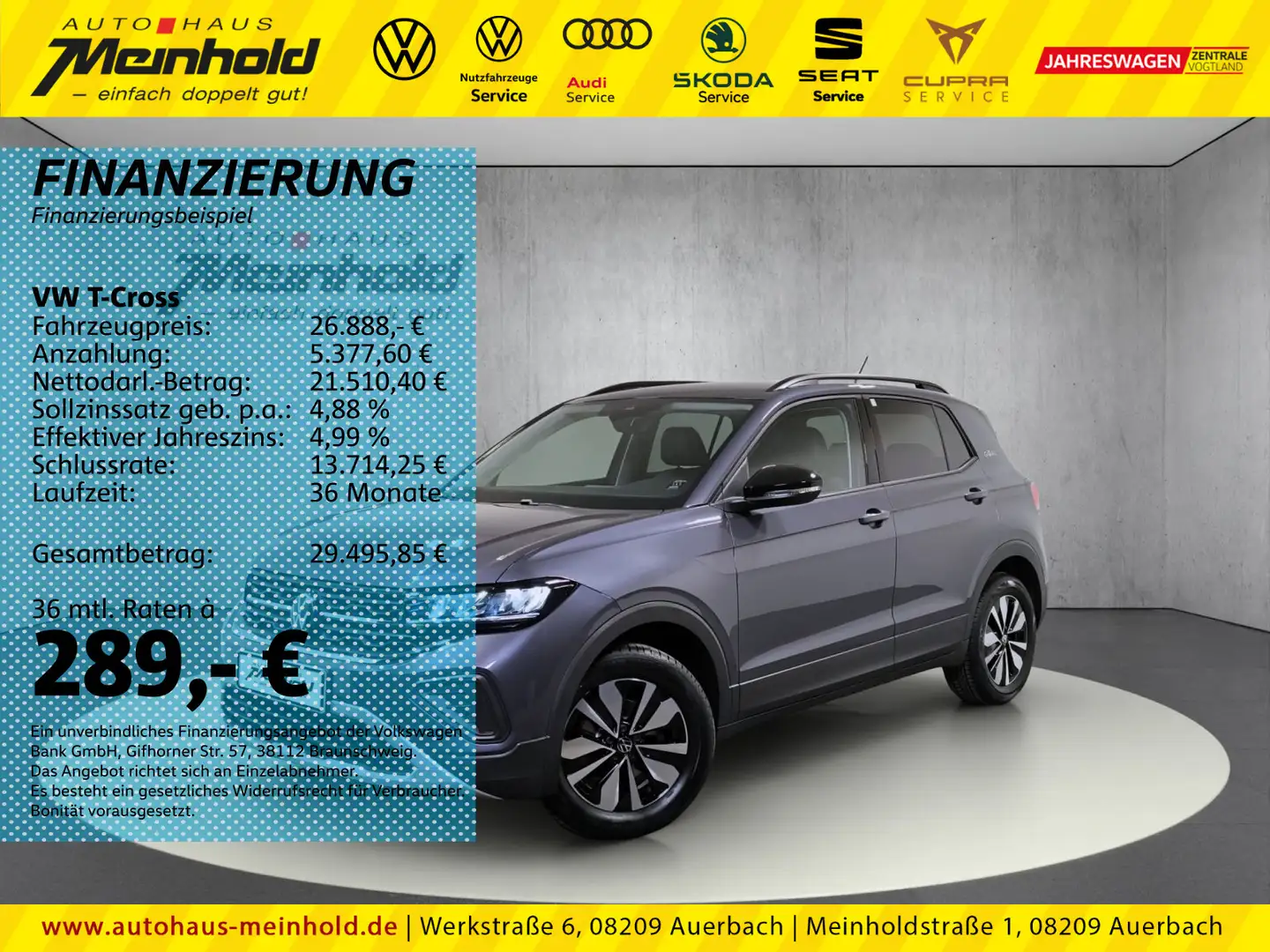 Volkswagen T-Cross 1.0 TSI Goal, Navi, AHK, Kamera Grau - 1