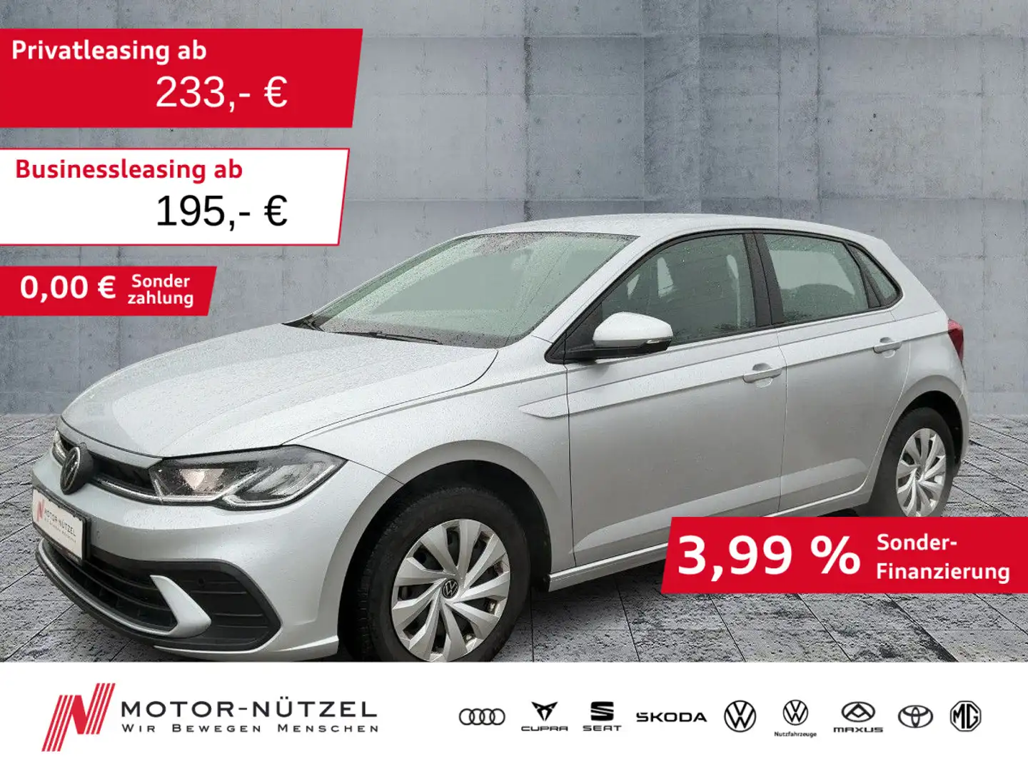 Volkswagen Polo 1.0 LED+DAB+SHZ+PDC+BLUETOOTH+KLIMAANLAGE Silber - 1