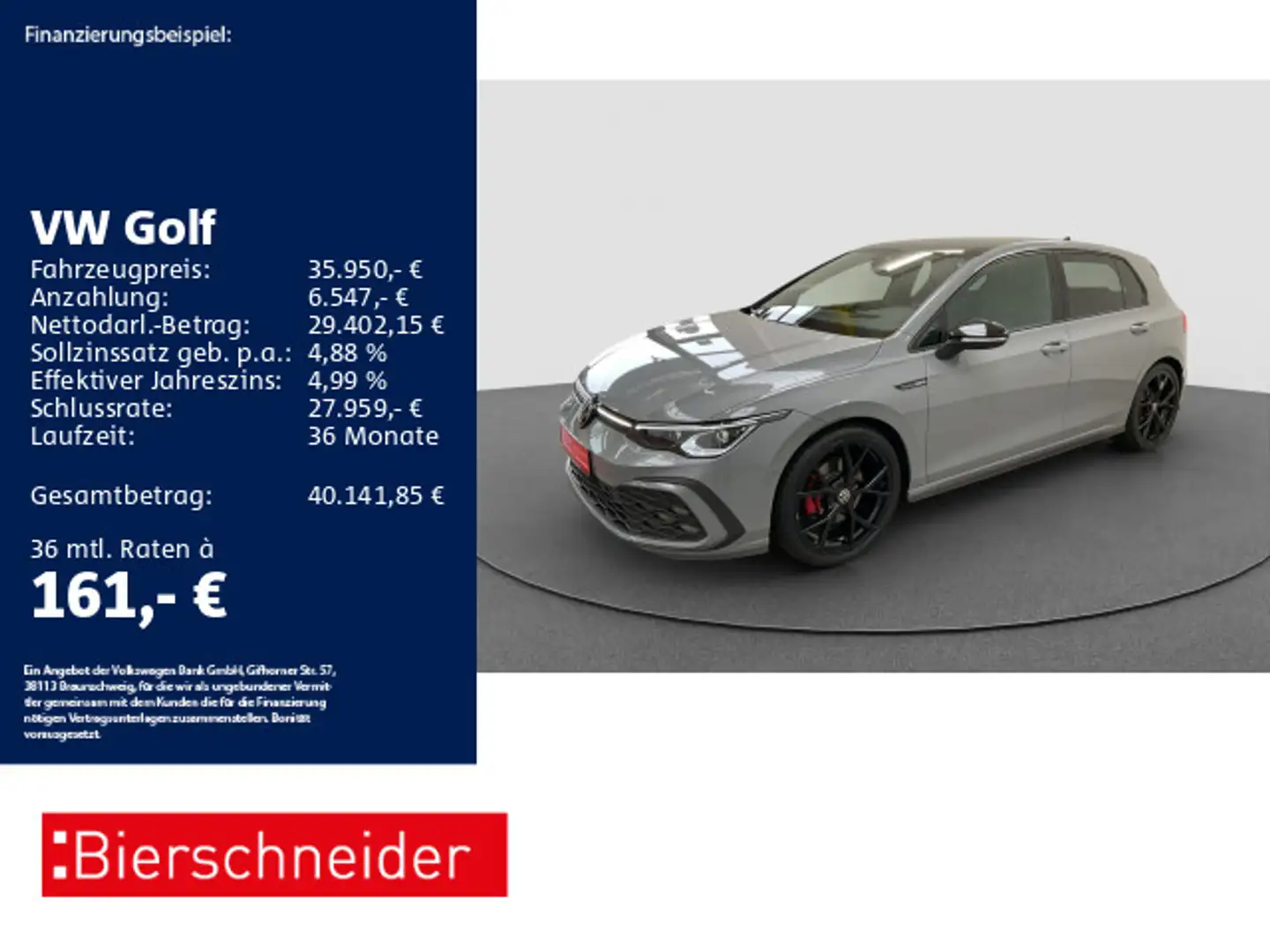 Volkswagen Golf 8 2.0 TDI DSG GTD Black 19 AHK MATRIX PANO Grau - 1