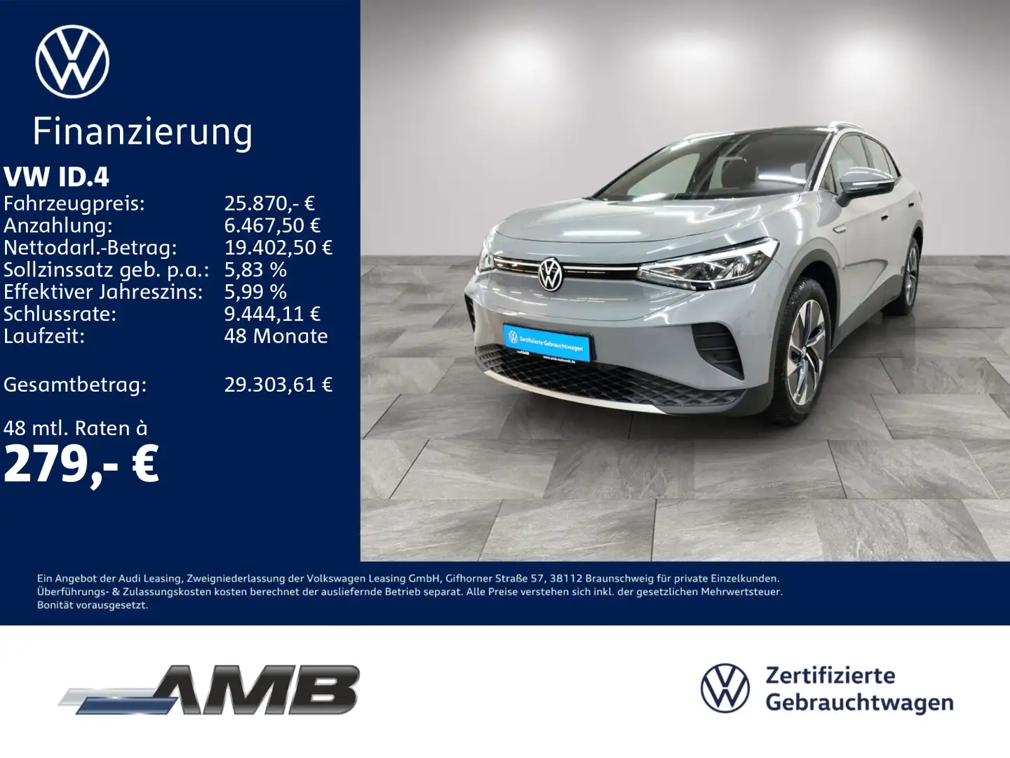 Volkswagen ID.4 Pure LED/Assistenzpak/Navi/Sitzhzg/RFKamera Gris - 1