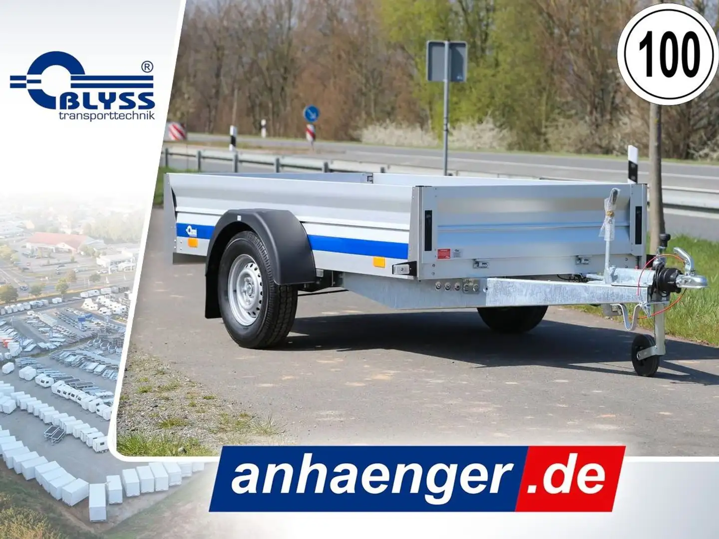 Blyss PKW Anhänger 1300 kg 256x131x33 cm Anhänger - 1