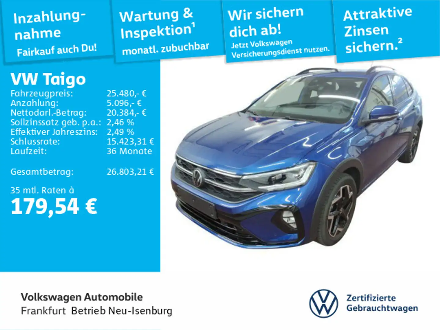 Volkswagen Taigo 1.0 TSI R-Line DAB+ IQLight IQ Drive Front Blau - 1