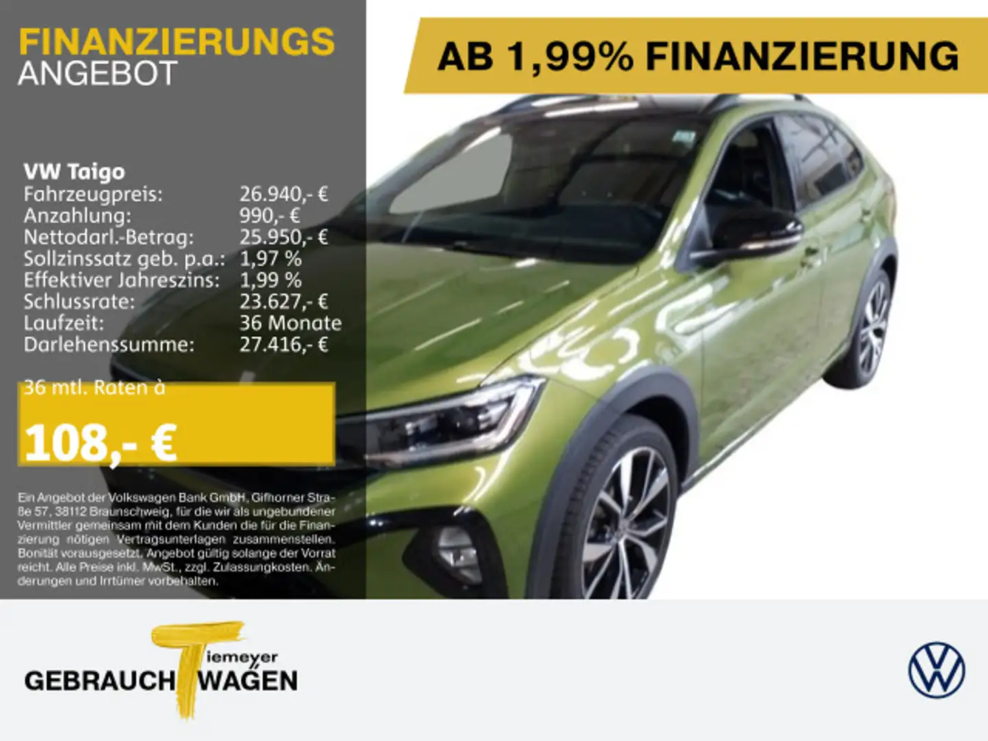 Volkswagen Taigo 1.5 TSI DSG R-LINE IQ.LIGHT NAVI KAMERA AH Grün - 1