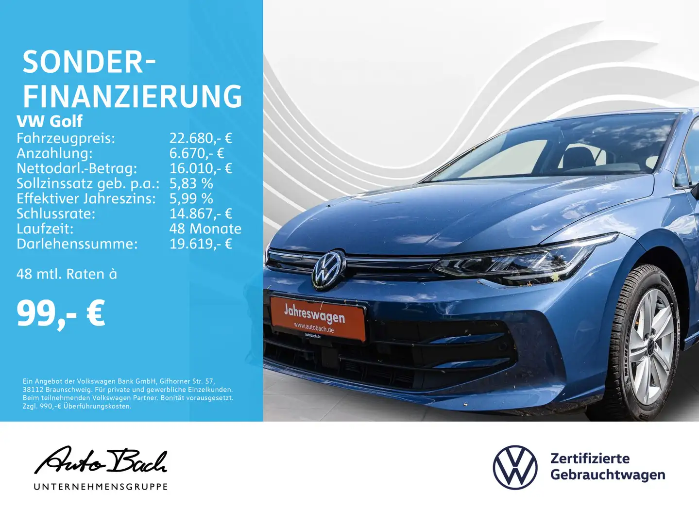 Volkswagen Golf VIII 1.5 TSI "Life" Navi LED Digital Cockpi Blauw - 1