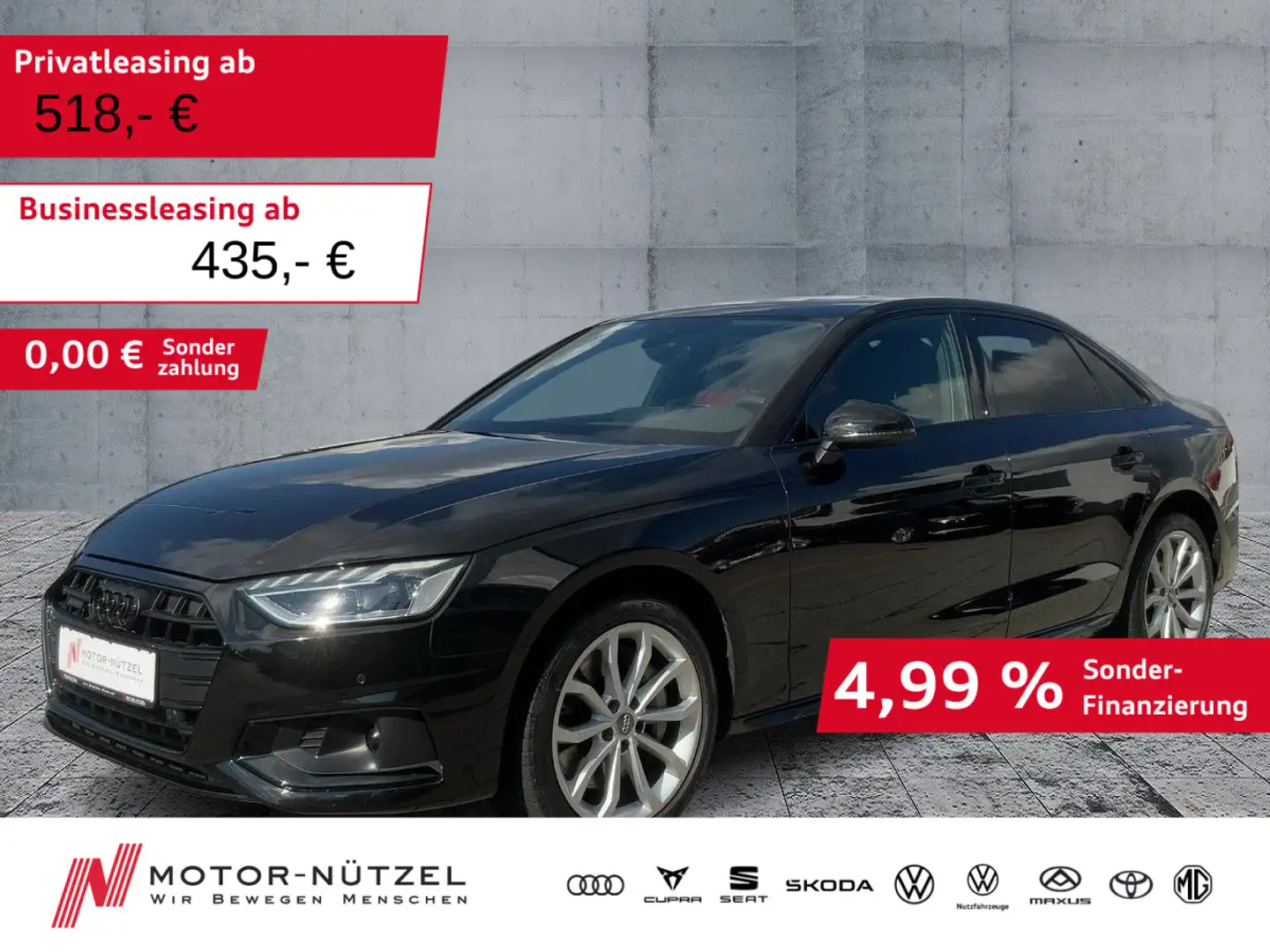 Audi A4 50 TDI QU LED+NAVI+PANO+AHK-VORB. Schwarz - 1