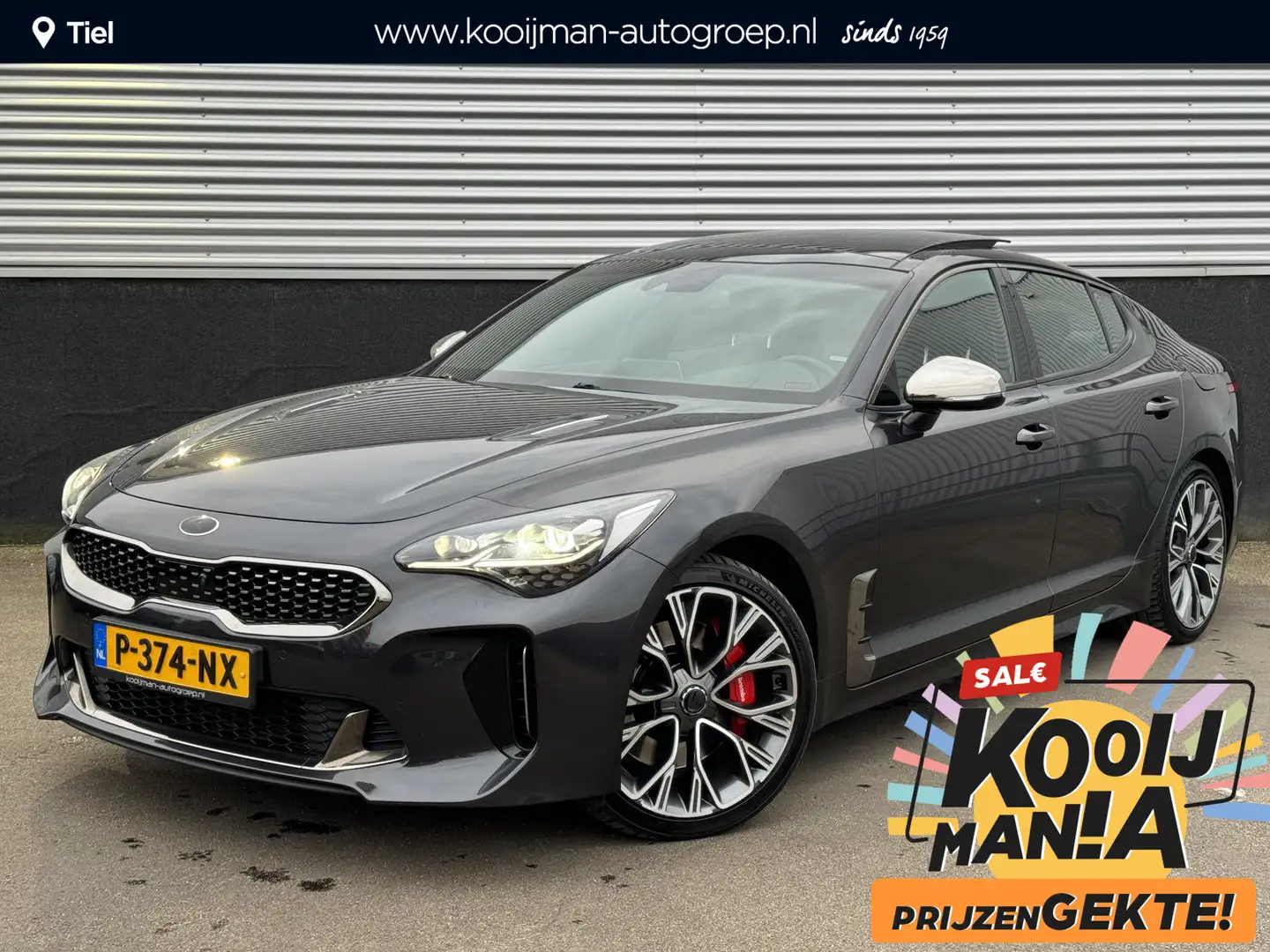 Kia Stinger 3.3 V6 T-GDI AWD GT 370 PK, Schuif/kanteldak, Lede Gris - 1