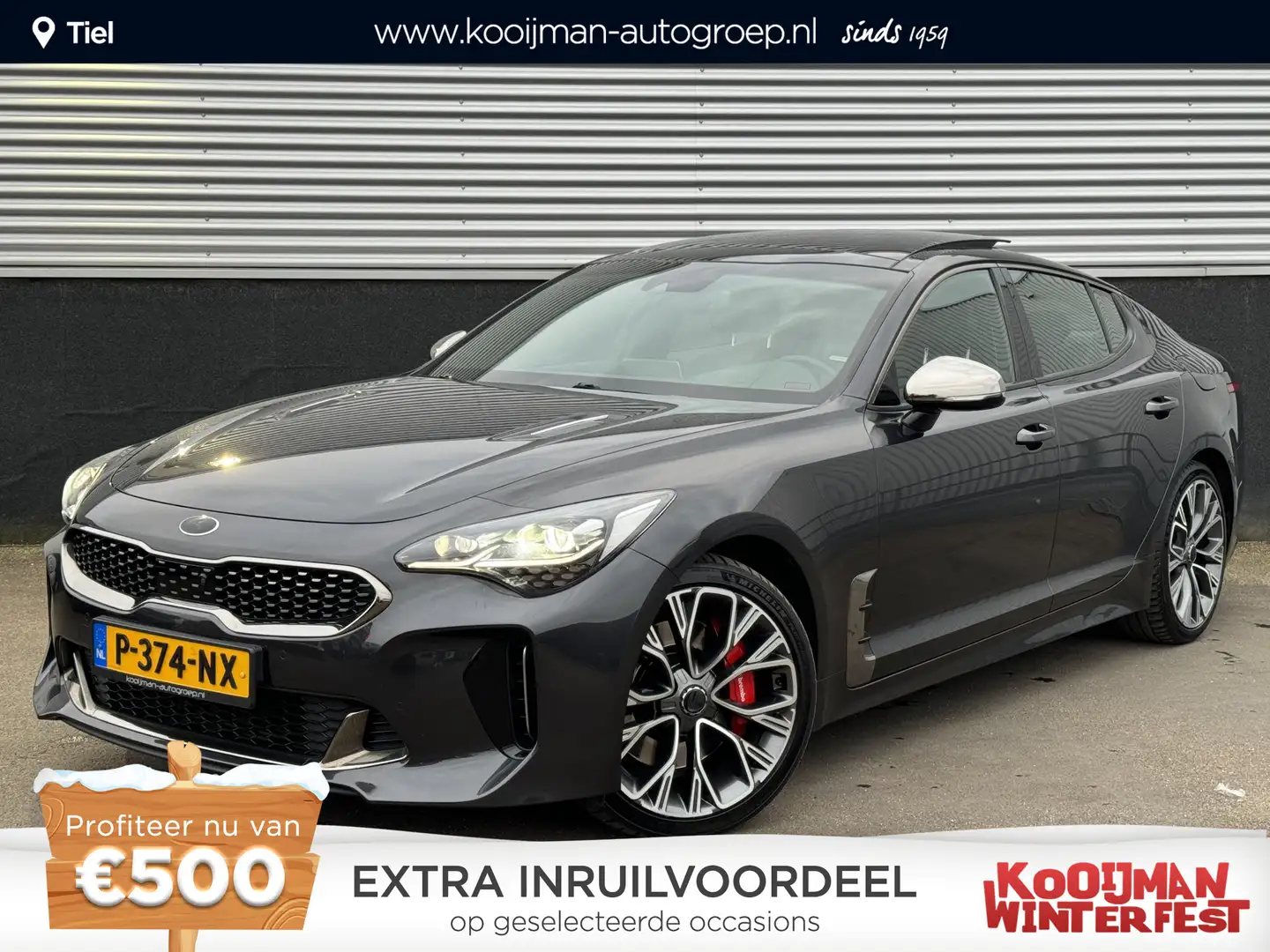 Kia Stinger 3.3 V6 T-GDI AWD GT 370 PK, Schuif/kanteldak, Lede Gris - 1