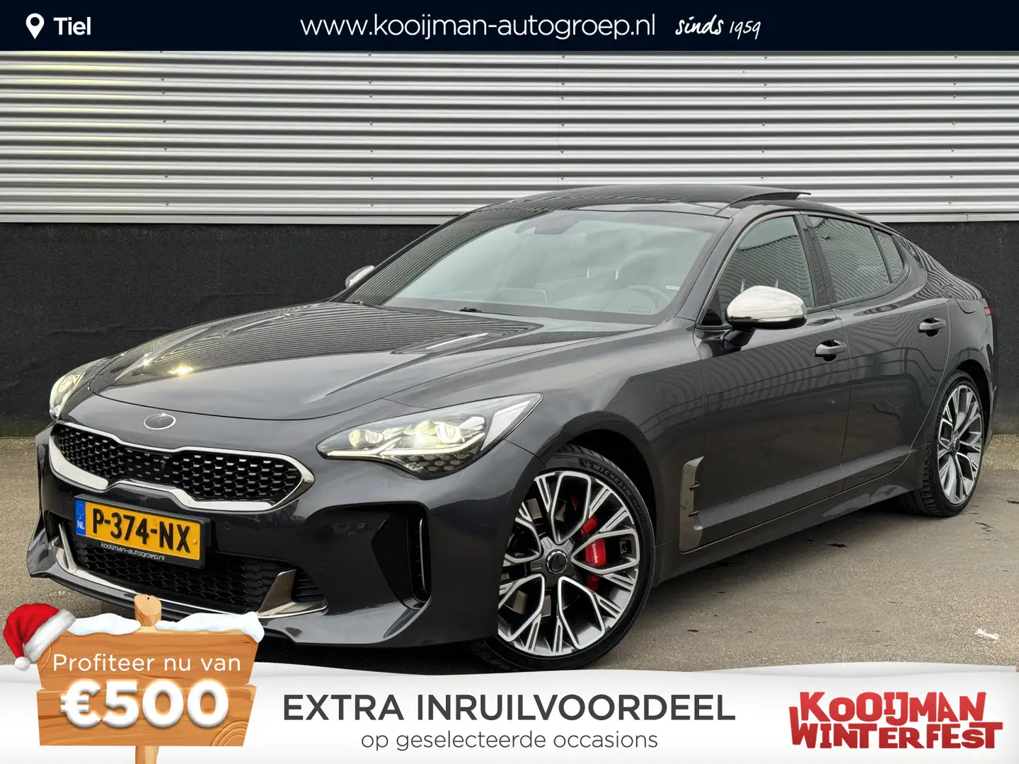 Kia Stinger 3.3 V6 T-GDI AWD GT 370 PK, Schuif/kanteldak, Lede Gri - 1
