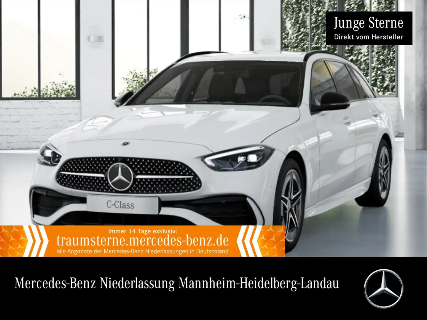 Mercedes-Benz C 200 T 4M AMG+NIGHT+360+LED+STHZG+KEYLESS+9G Weiß - 1