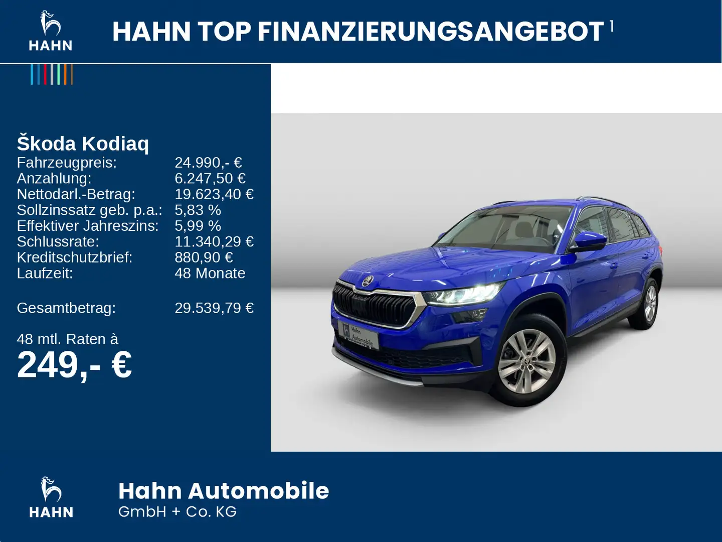 Skoda Kodiaq 1.5 TSI Ambition AHK LED Sitzhzg Einparkh Blau - 2