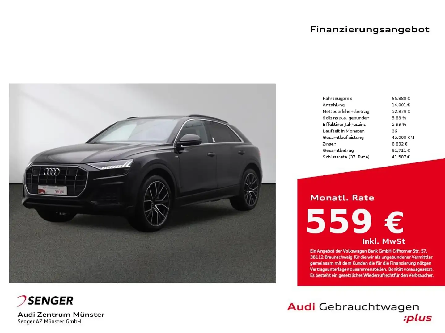 Audi Q8 50 TDI quattro S line Matrix Pano AHK Standh. Negru - 1