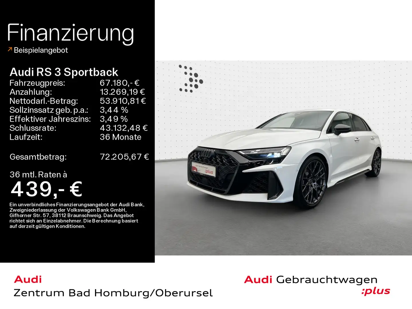 Audi RS3 quattro*RS-Schalensitze*Rückfahrk Weiß - 1