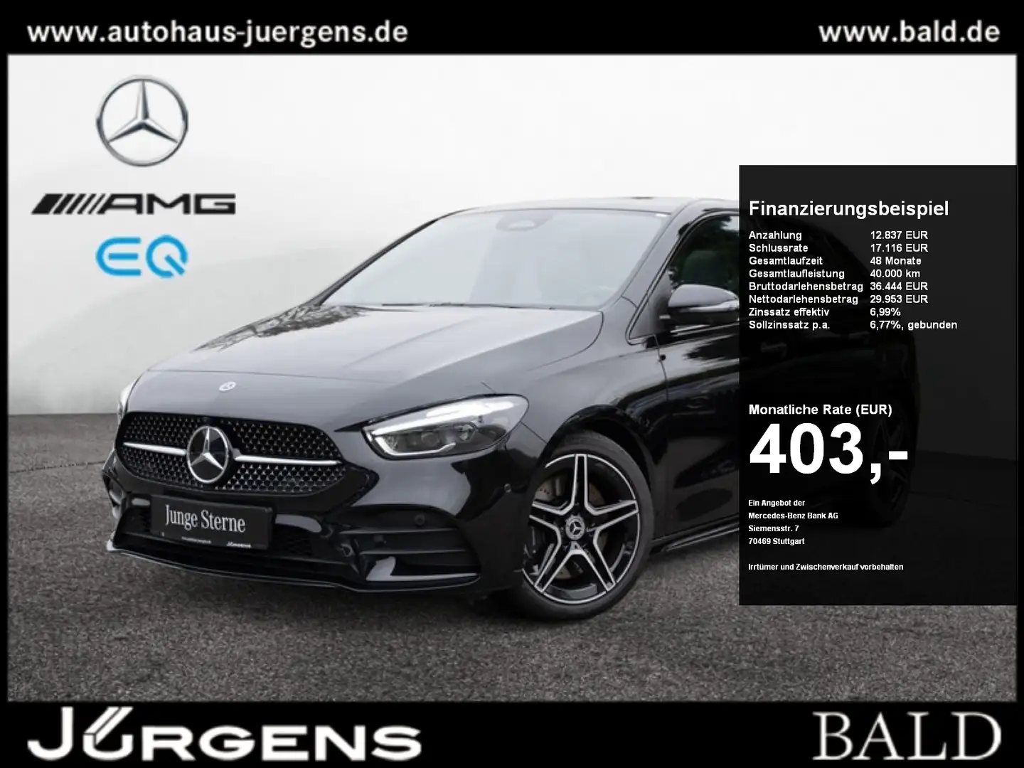 Mercedes-Benz B 250 4M AMG-Sport/Pano/Burm/Night/HUD/AHK/Memo Schwarz - 1