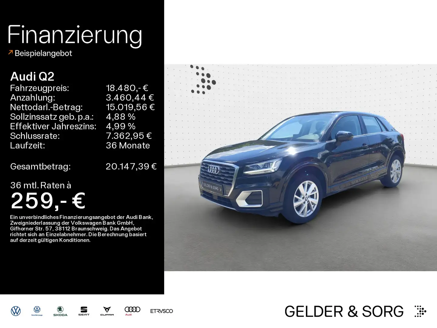 Audi Q2 30 TFSI AHK|LED|Tempomat|Navi|Bluetooth Noir - 1