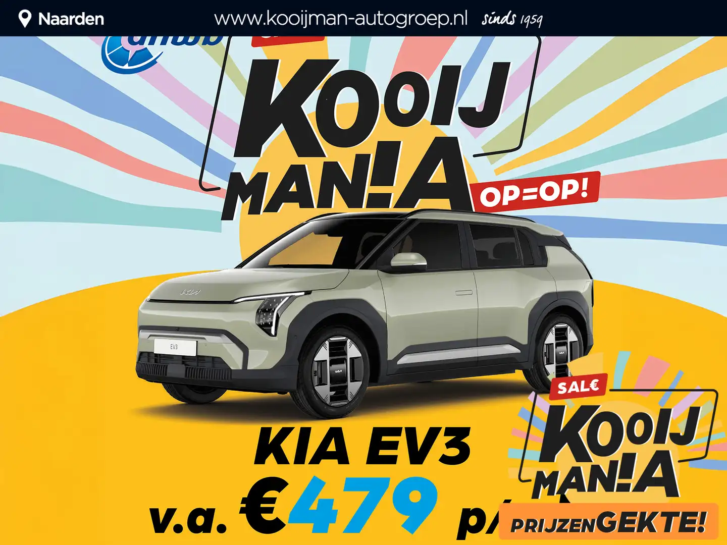 Kia EV3 Air 58.3 kWh ANWB Private lease nu Vanaf €. 479,= Wit - 1