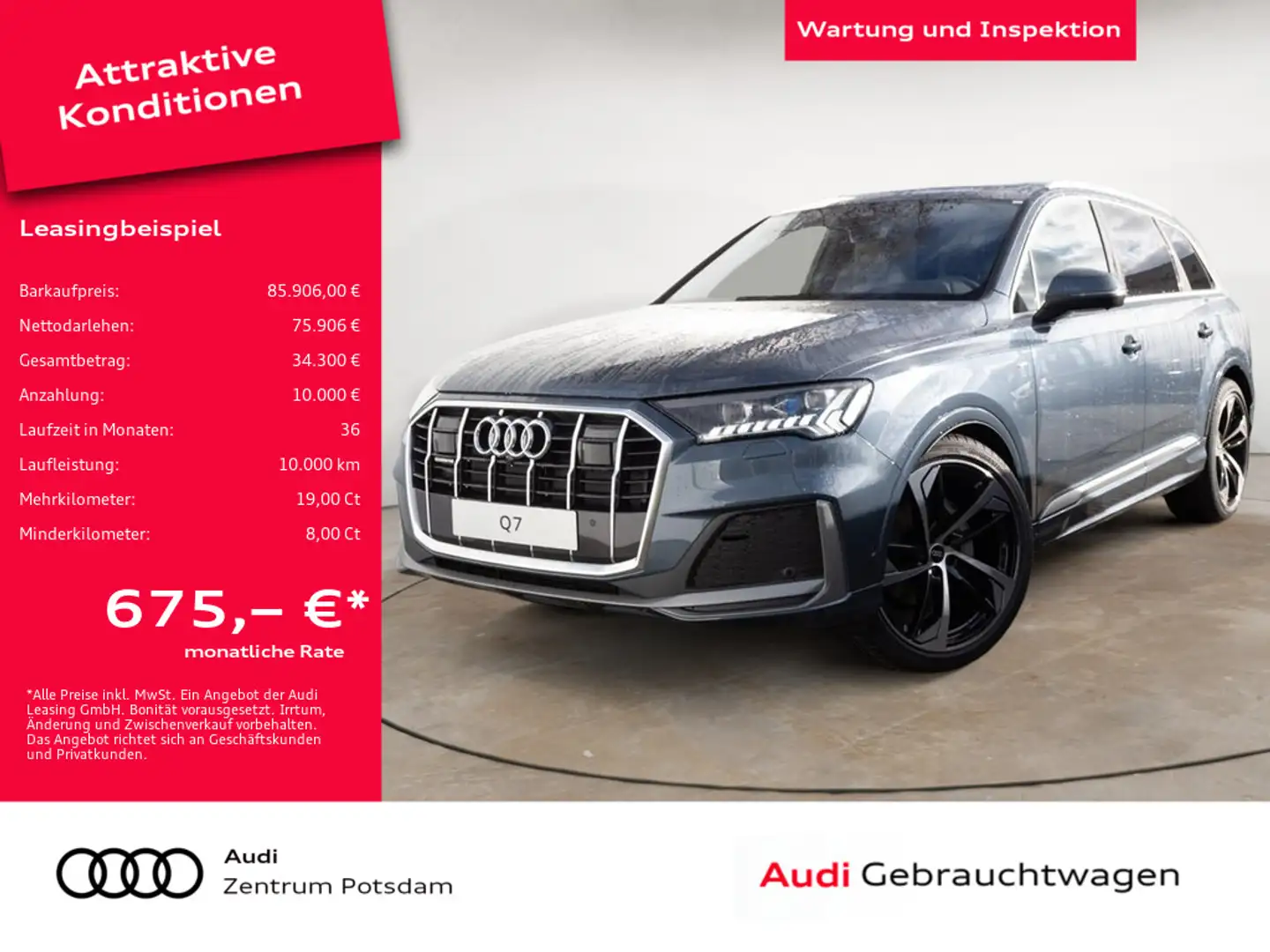 Audi Q7 S line 50 TDI quattro B&O PANO LASER 360° Modrá - 1
