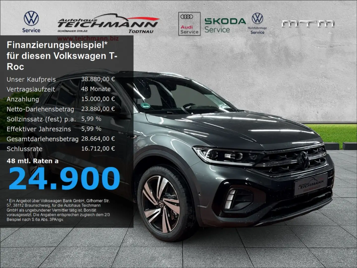 Volkswagen T-Roc 2.0 TFSI R-Line 4Motion DSG Grau - 1