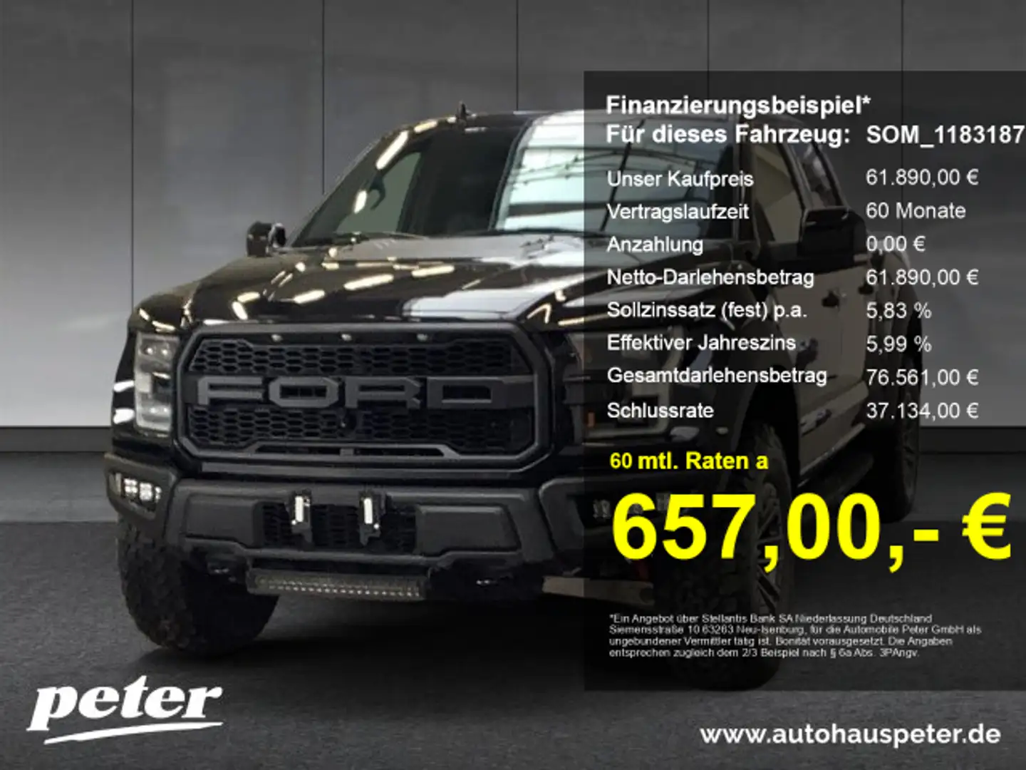 Ford F 150 Raptor Super Crew 457PS Moonroof Lightbar Чёрный - 1