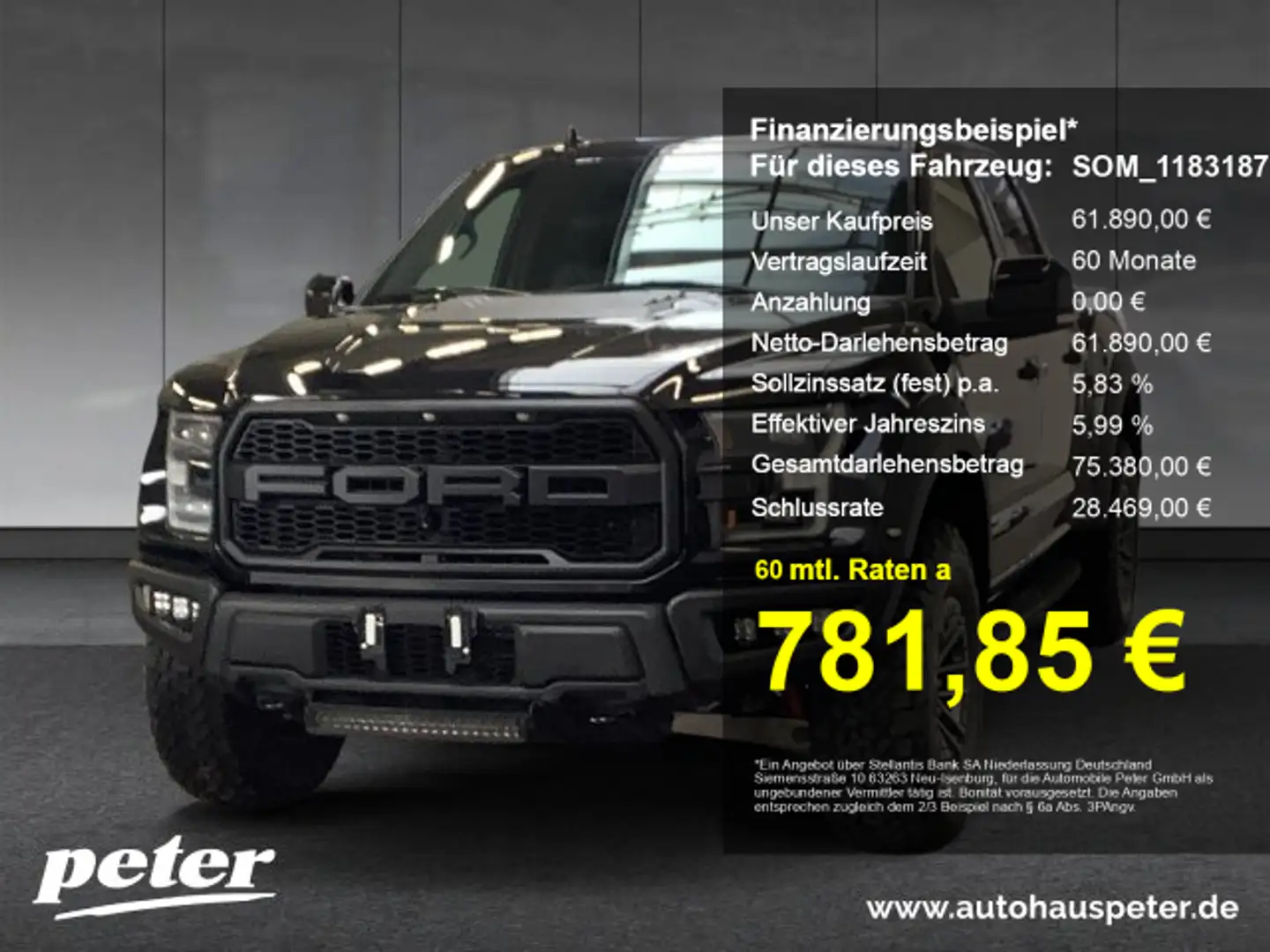 Ford F 150 Raptor Super Crew 457PS Moonroof Lightbar Noir - 1