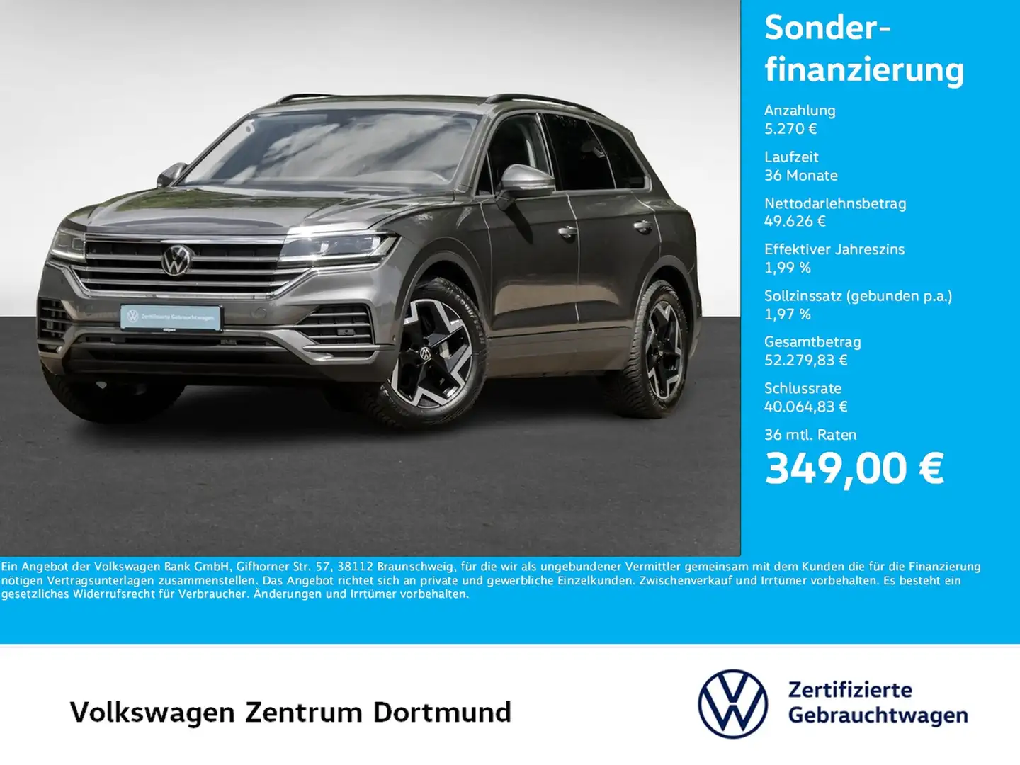 Volkswagen Touareg V6 NEUES MODELL AHK CAM ACC LM19 NAVI Grey - 1