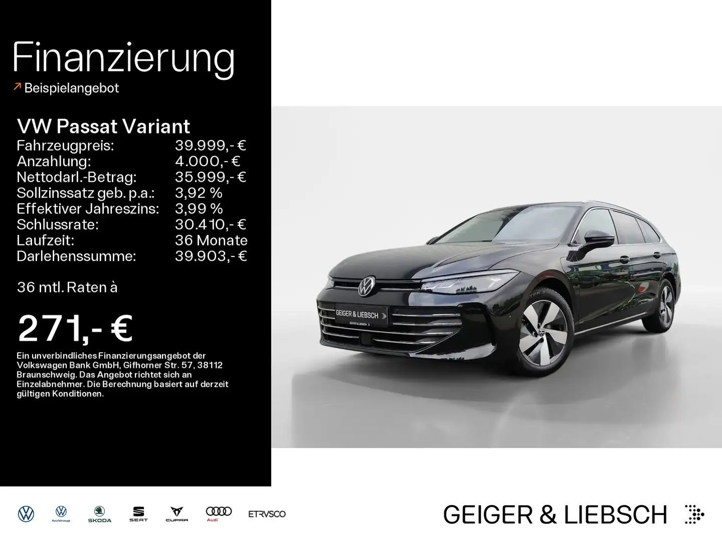 Volkswagen Passat Variant 1.5 eHybrid BUISNESS*LED*AHK*KAME Schwarz - 1