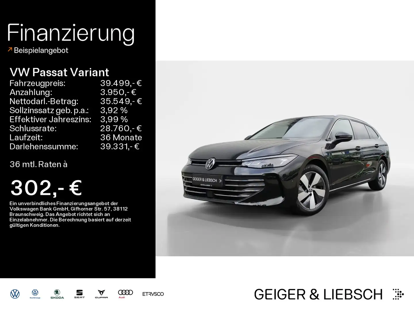 Volkswagen Passat Variant 1.5 eHybrid BUISNESS*LED*AHK*KAME Schwarz - 1