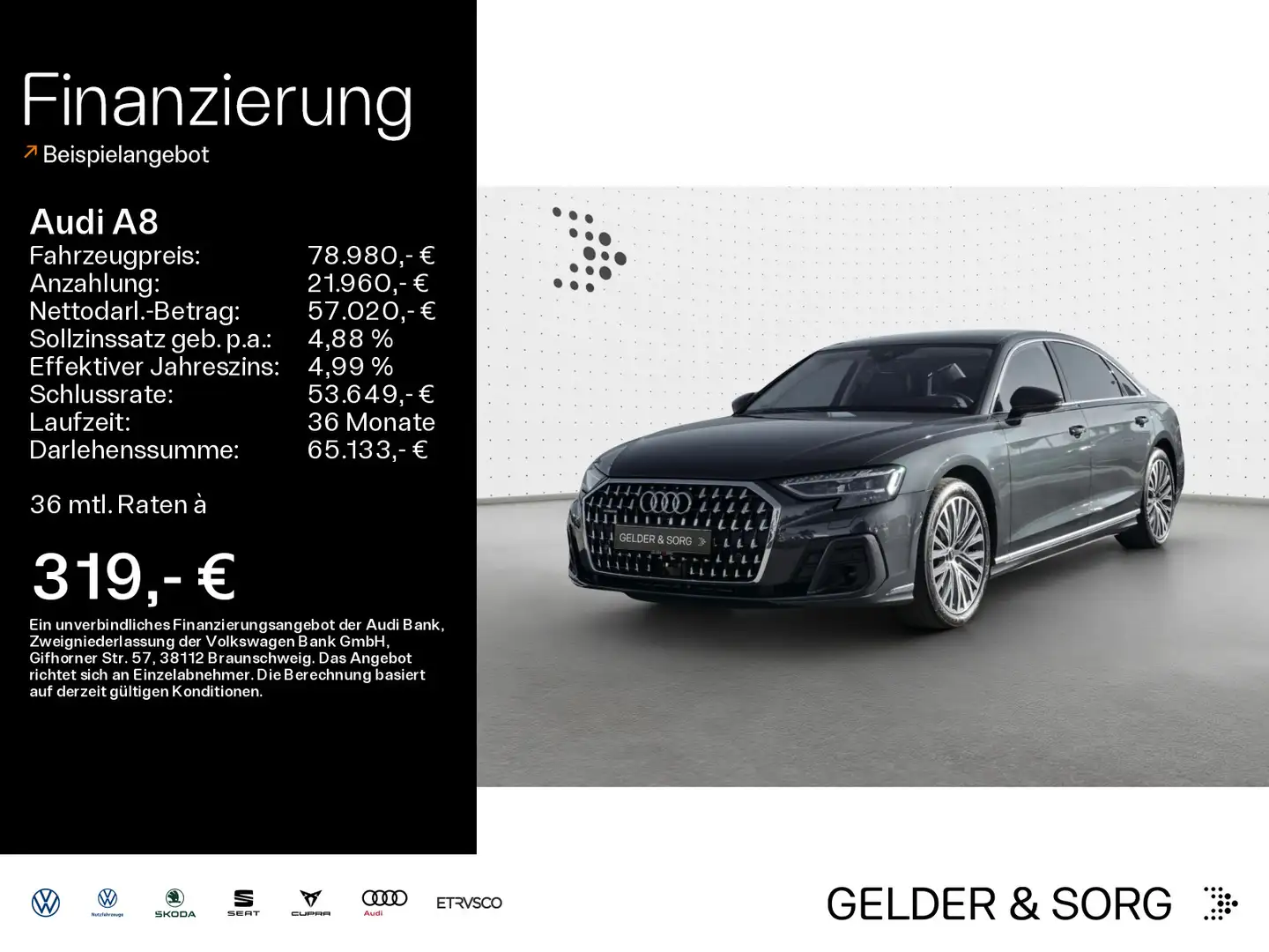 Audi A8 lang 60 TFSI e qu. 4S*B&O*Pano*Massage*HuD* Grau - 1