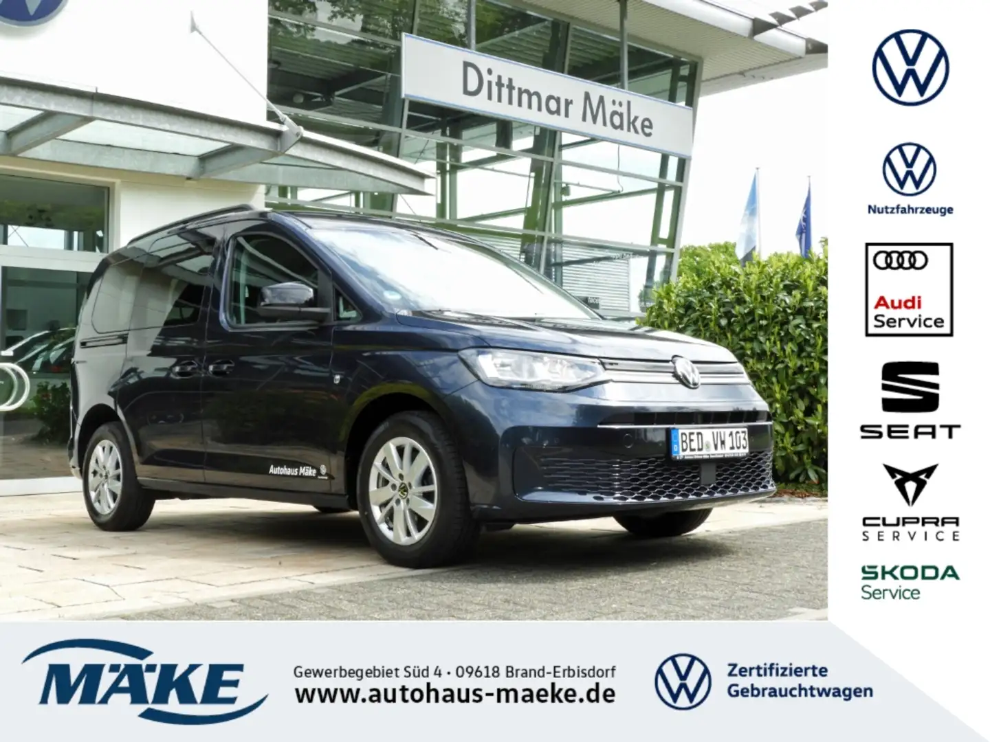 Volkswagen Caddy Life 1.5 TSI 5-Si. AHZV PDC GRA NAV-VORB. Blau - 1