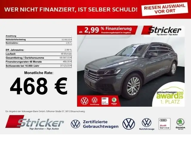 Volkswagen Touareg 3.0TDI 468,-ohne Anzahlung Navi AHK Luft