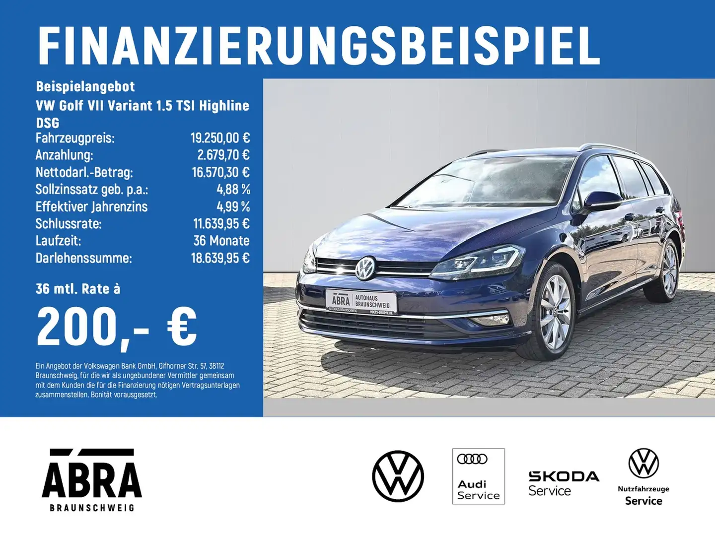Volkswagen Golf VII Variant 1.5 TSI Highline DSG LED+NAV+ACC+PD... Blau - 2