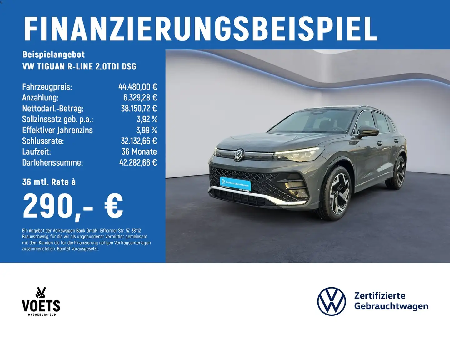 Volkswagen Tiguan R-LINE 2.0TDI DSG LED PLUS+AHK+360°+LEDER Grau - 2