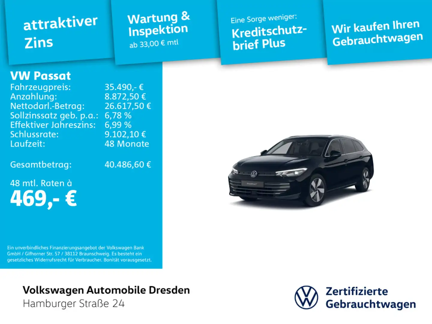 Volkswagen Passat Variant Business 1.5 TSI DSG Schwarz - 1