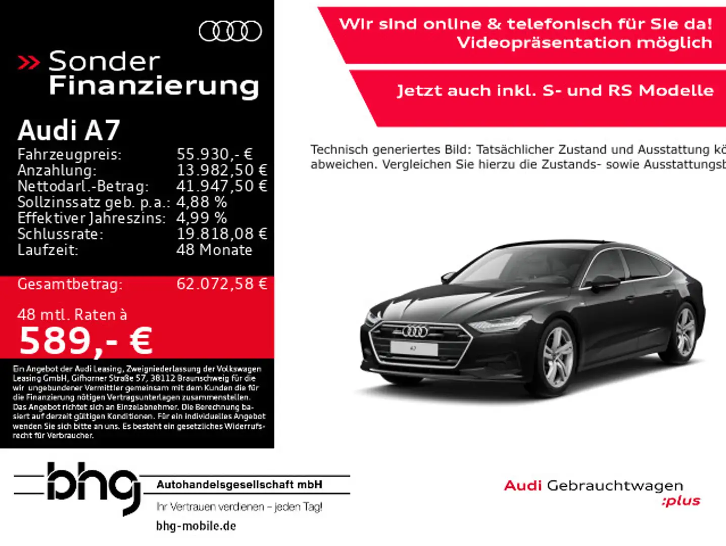 Audi A7 45 TFSI quattro S-tronic S-Line Pano Virtual Schwarz - 1
