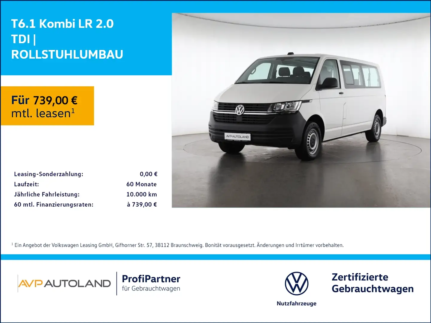 Volkswagen T6.1 Kombi LR 2.0 TDI | ROLLSTUHLUMBAU Bianco - 1