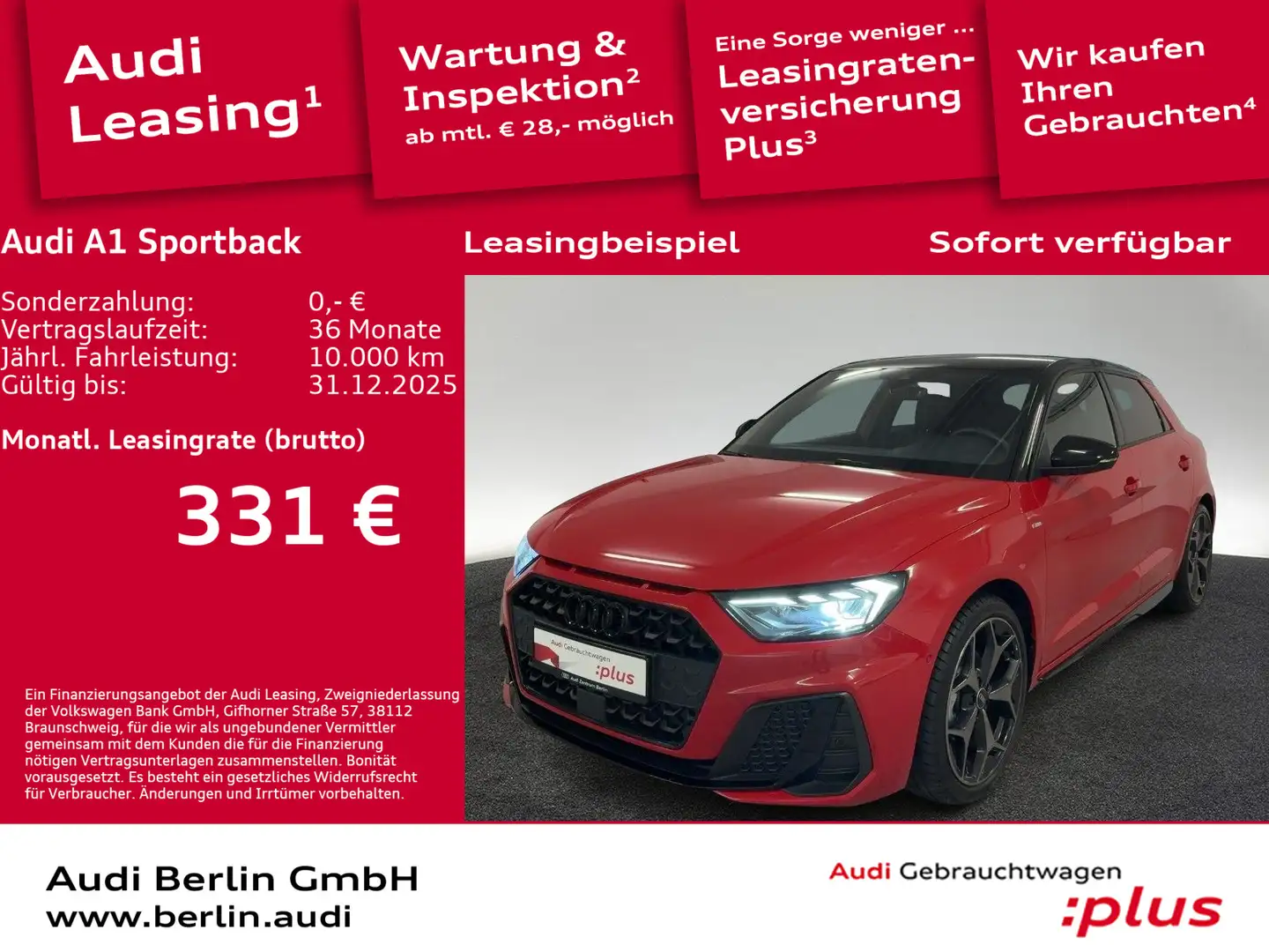 Audi A1 S line 30 TFSI S tr. LED RFK NAVI Rot - 1
