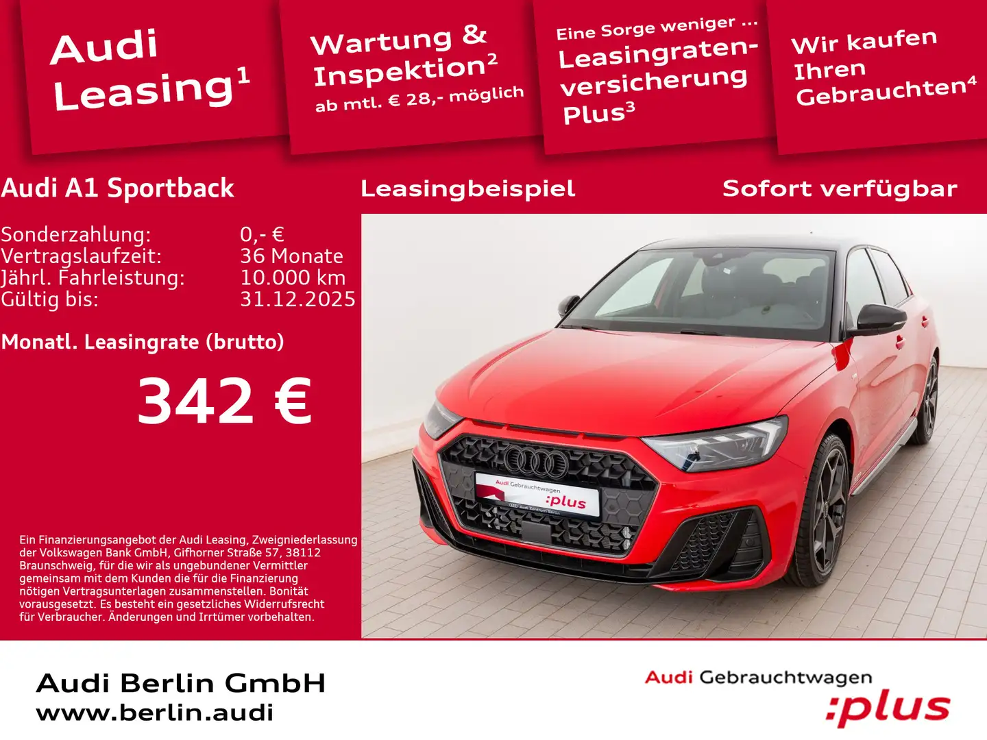 Audi A1 S line 30 TFSI S tronic Rot - 1