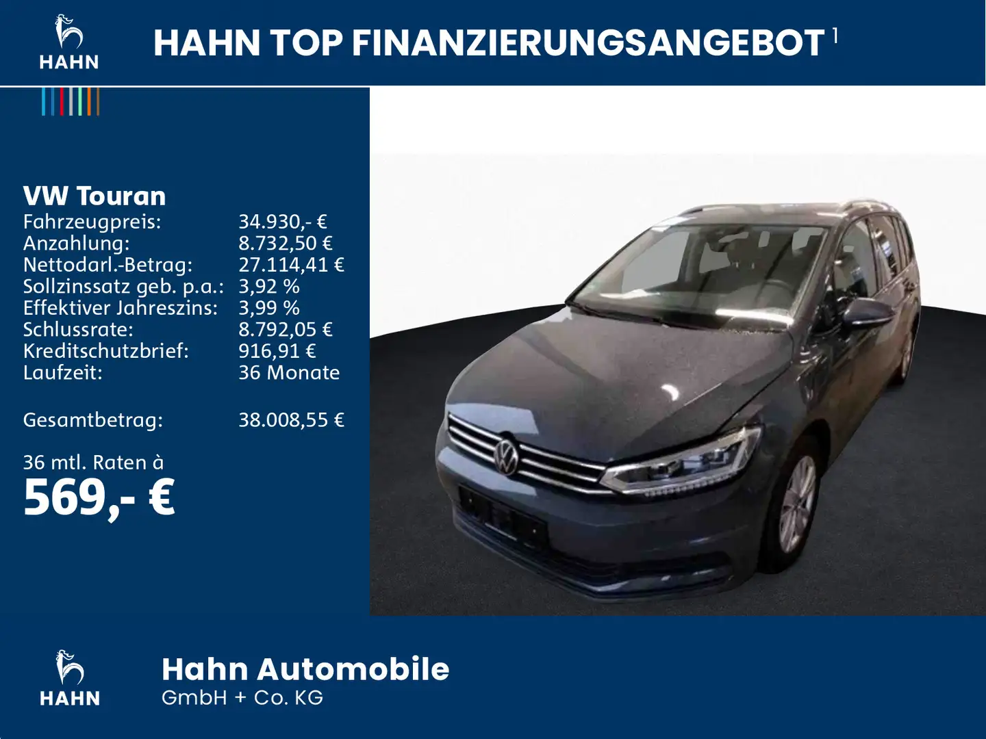 Volkswagen Touran 1.5TSI DSG Comfortline LED 7-Sitzer AHK Grau - 2