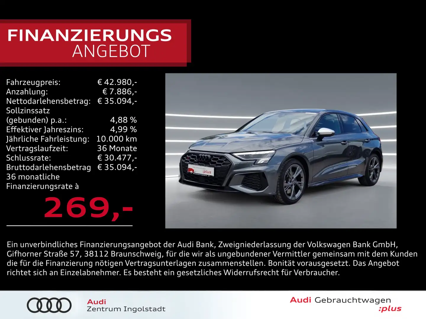 Audi S3 Sportback TFSI NAVI Optikpaket-Schwarz+ GRA Grau - 1