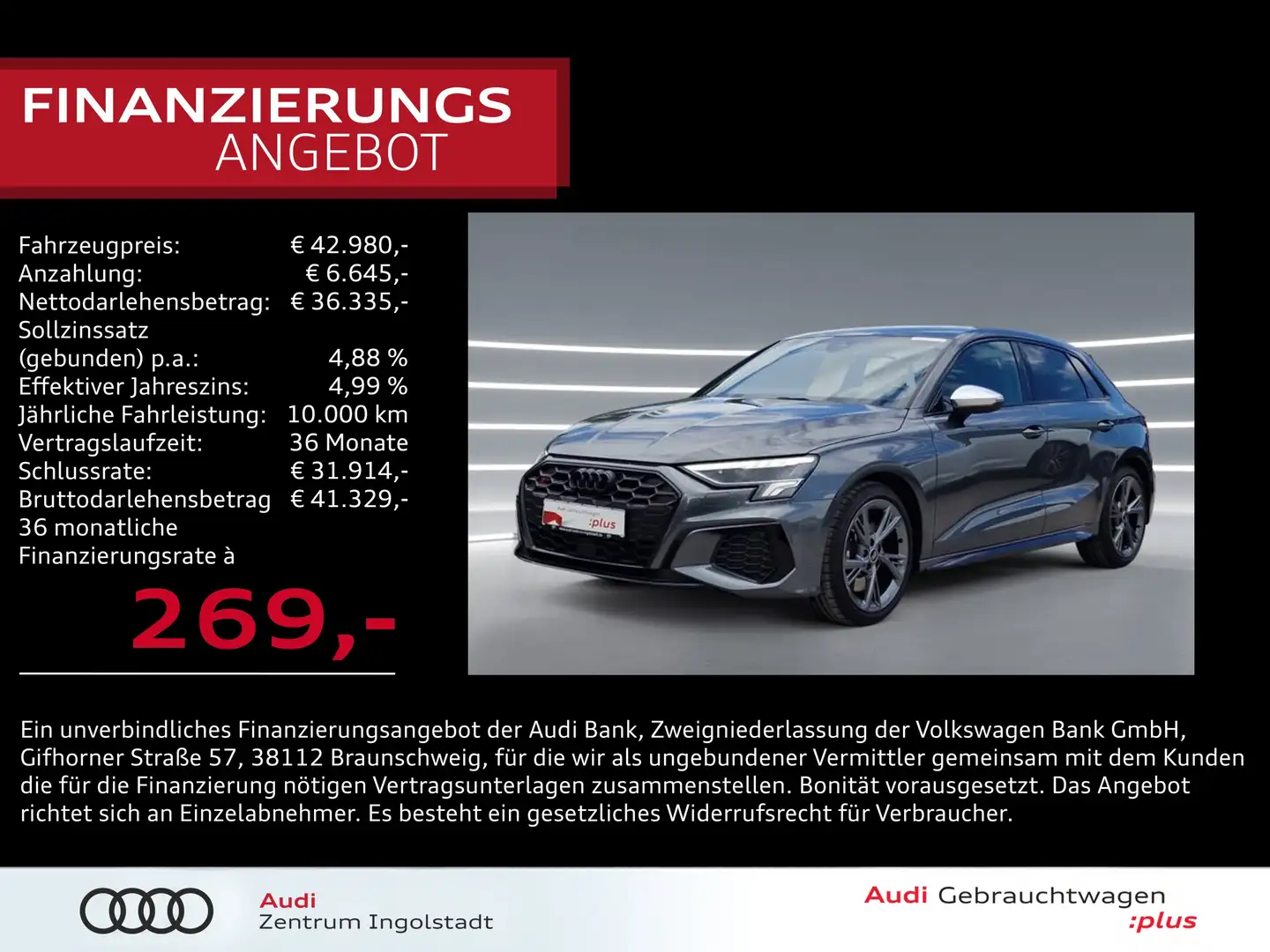 Audi S3 Sportback TFSI qu NAVI Opt-schw+ virtual+ Grau - 1