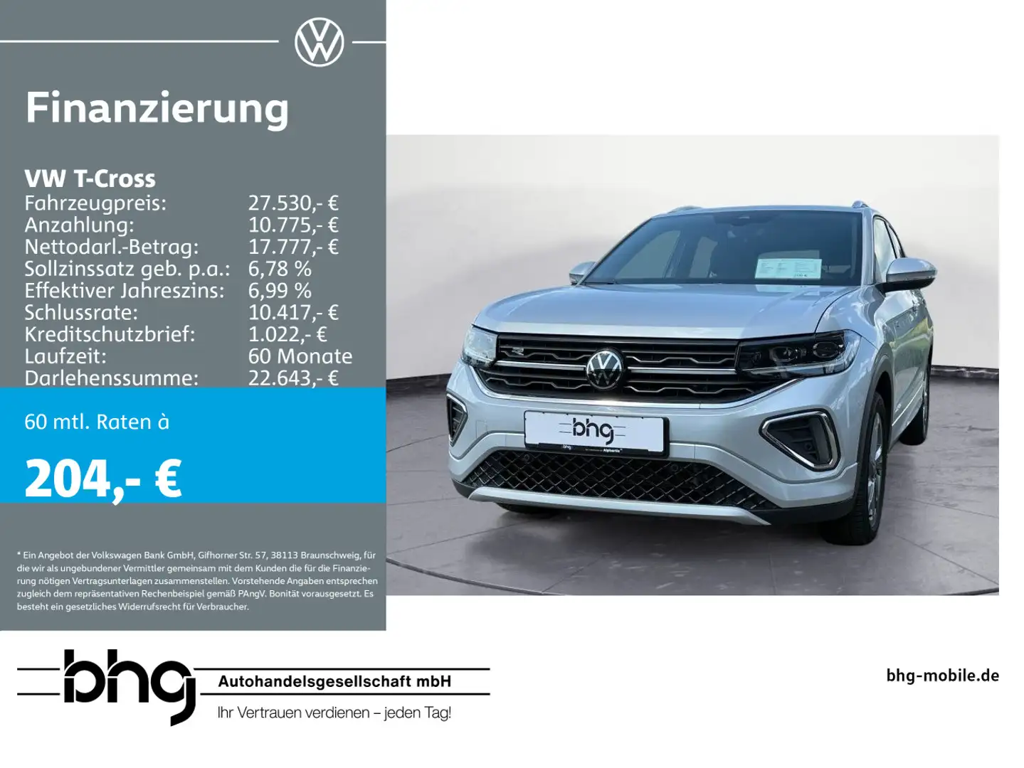 Volkswagen T-Cross 1.5 TSI R-Line DSG IQ.LIGHT KAMERA AHK Plateado - 1