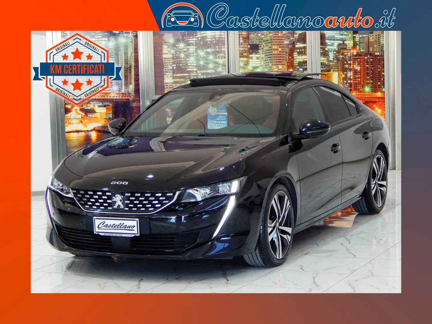 Peugeot 508 2.0bluehdi GT EAT8 TETTO-NAVI-PELLE ROSSA-PARK-LED Nero - 1